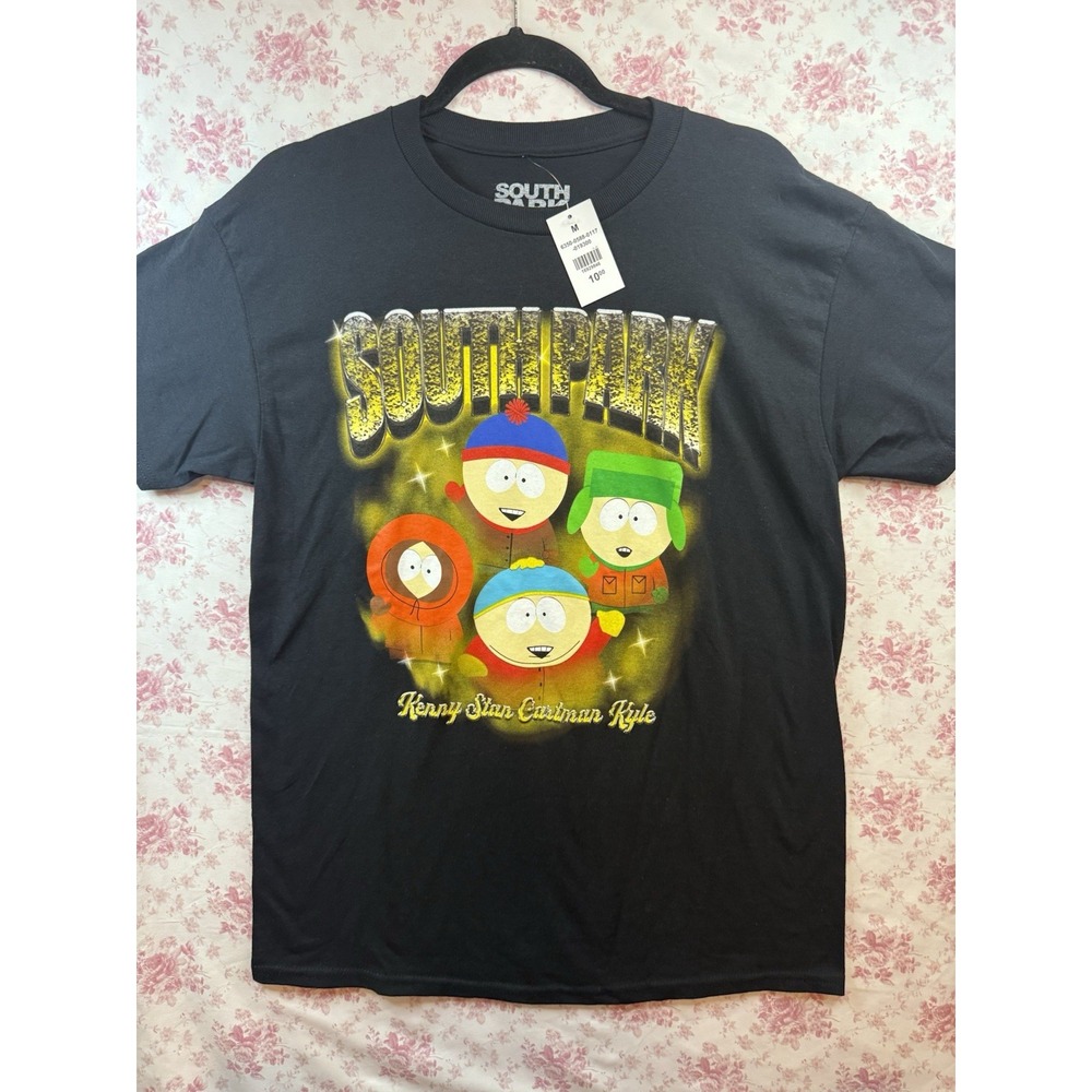 South Park Kenny Stan Cartman Kyle Graphic Black T-Shirt Mens Size M NWT